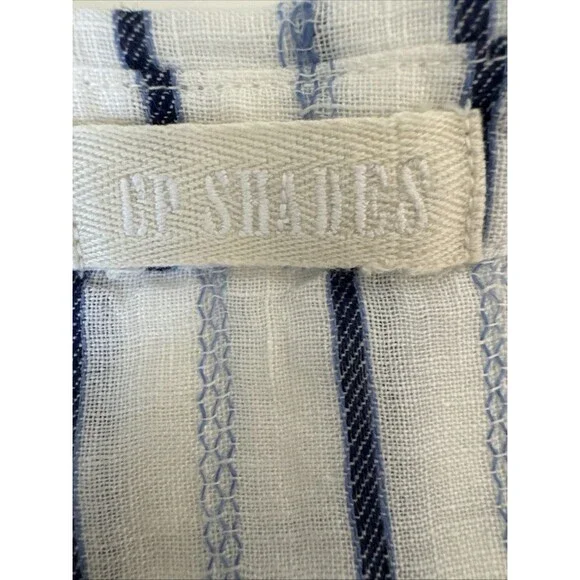 CP Shades Mara Linen Dress Size S Blue White Stripe Sleeveless Shirt Dress - Picture 4 of 12